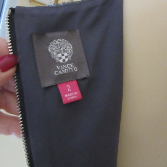 Vince Camuto Gray Party Knee Length Dress with Rhinestones in Sz 2 - Picture 7 of 7